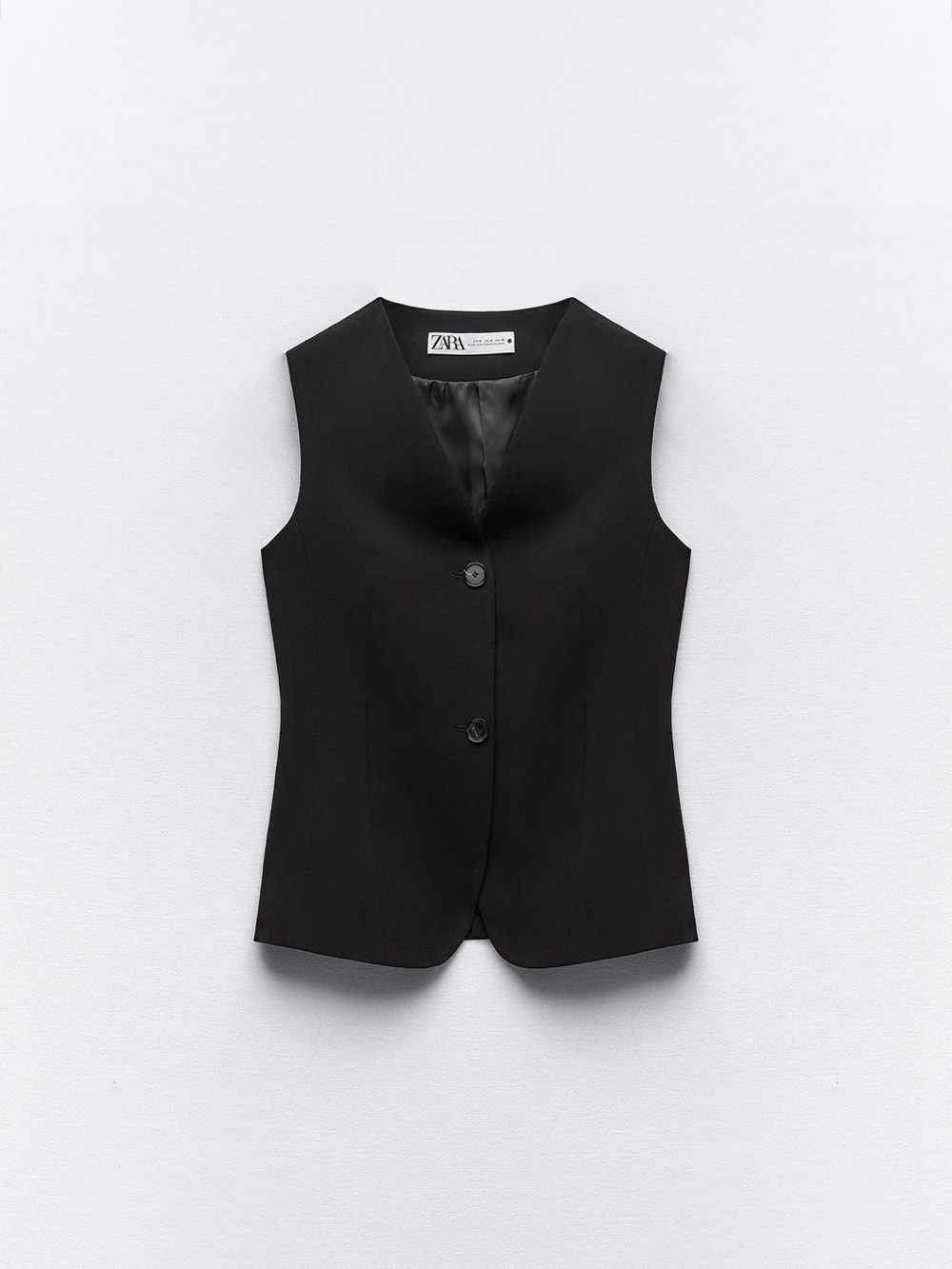 Zara Black V-Neck Fitted Buttoned Vest